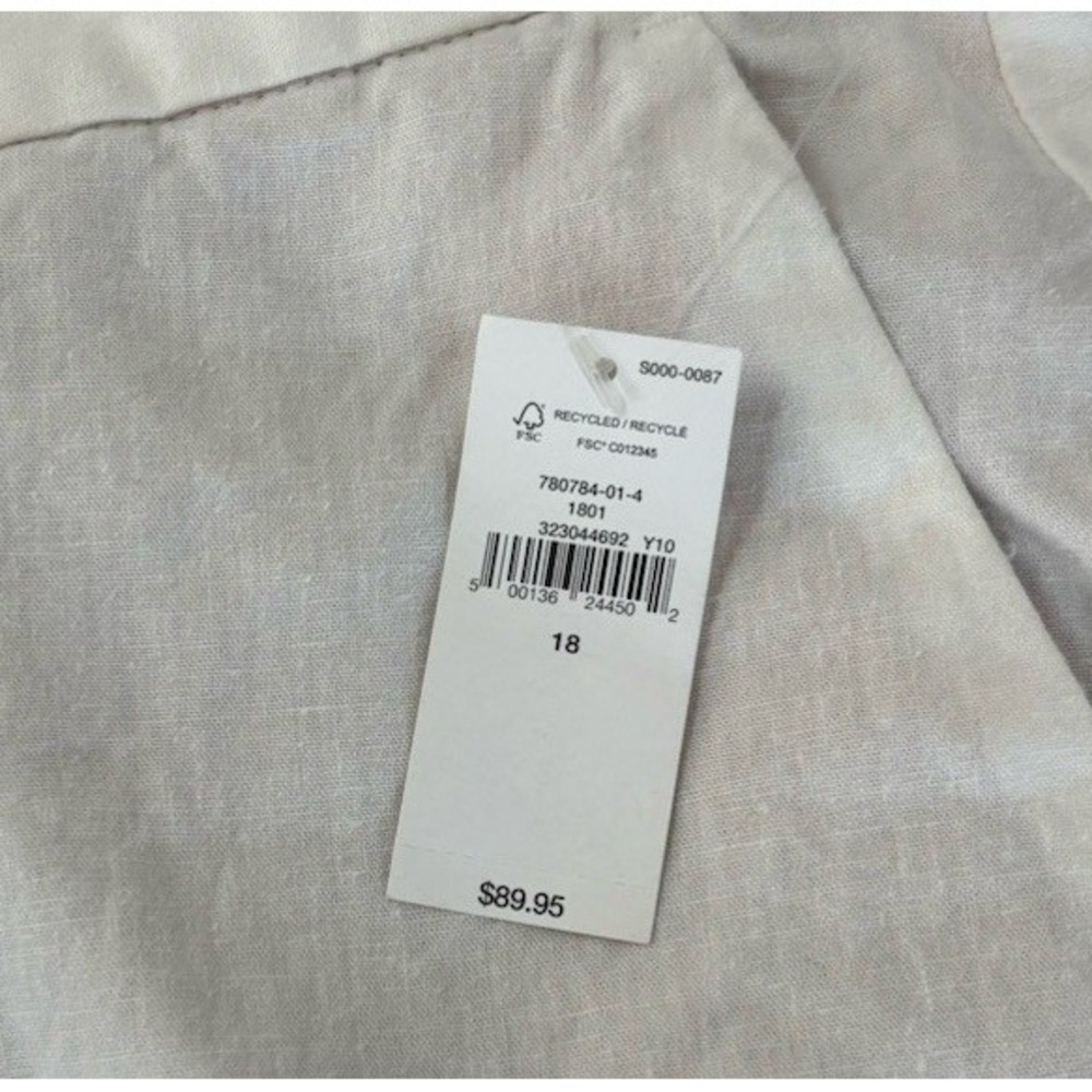 NWT Gap 365 Low Rise Linen Blend Trouser Shorts White Size 18, 9" Inseam 780784 - Picture 5 of 13